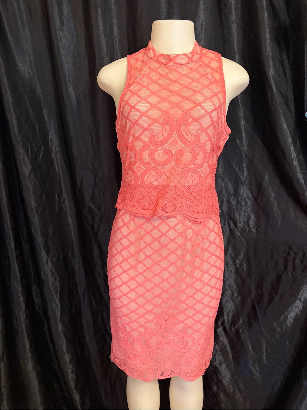 the clothing company Pink Lace Mini Dress Size Large